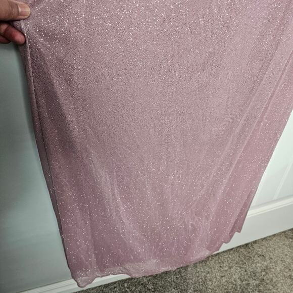 David's Bridal Glitter Knit Dress Womens Size 6 Wrap Prom Formal Wedding Maxi - Picture 4 of 13